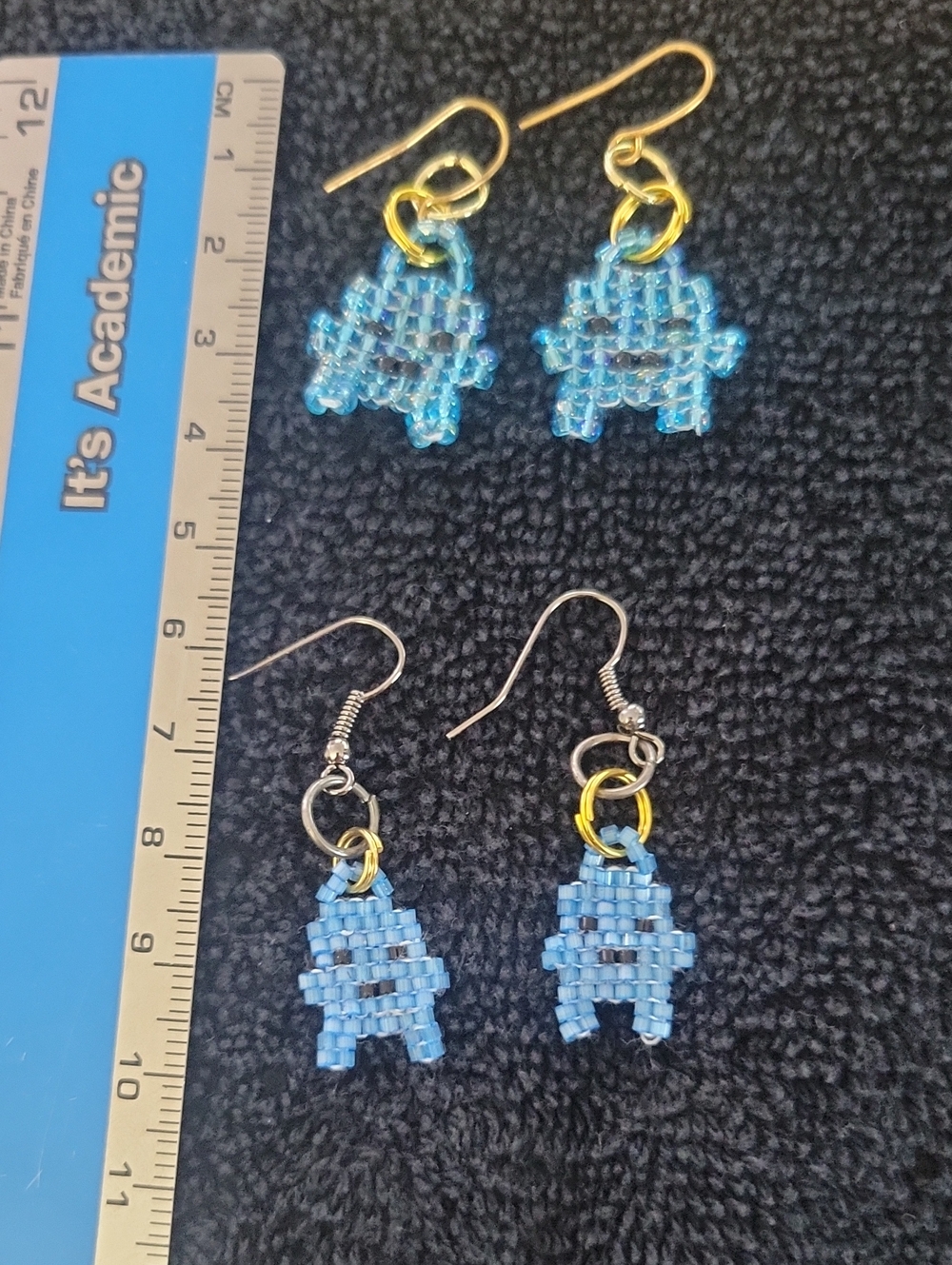 Light Blue Beaded Charm Earrings